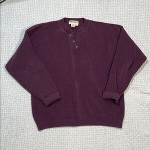 Vintage Eddie Bauer Classic Henley Fishermans Sweater Nautical Purple Medium